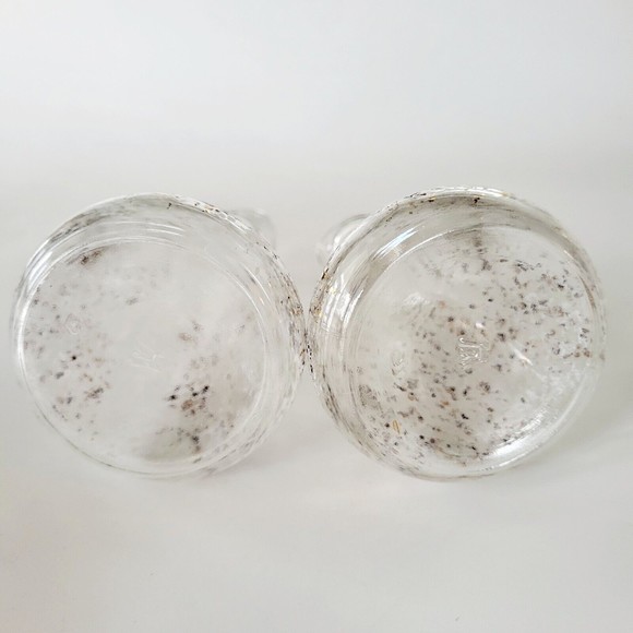 Vintage Hazel Atlas Gold & White Speckled Cruet Set Oil & Vinegar Mid Century - Picture 5 of 7